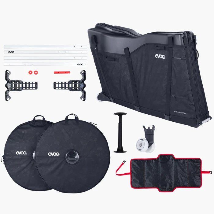 EVOC Road Bike Bag Pro &mdash; fournis : housses de roues et support de cadre